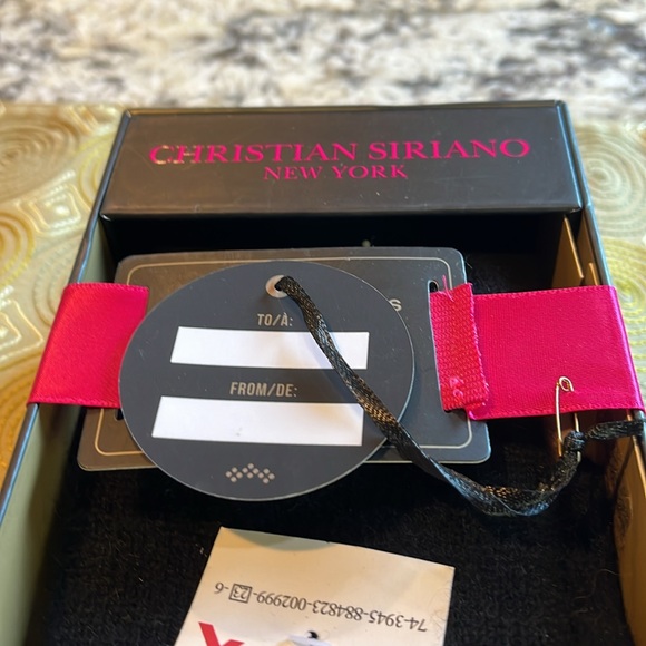 NEW Christian Siriano New York 2-Ply Cashmere Gloves with Faux-Fur Trim In Black - Picture 4 of 8